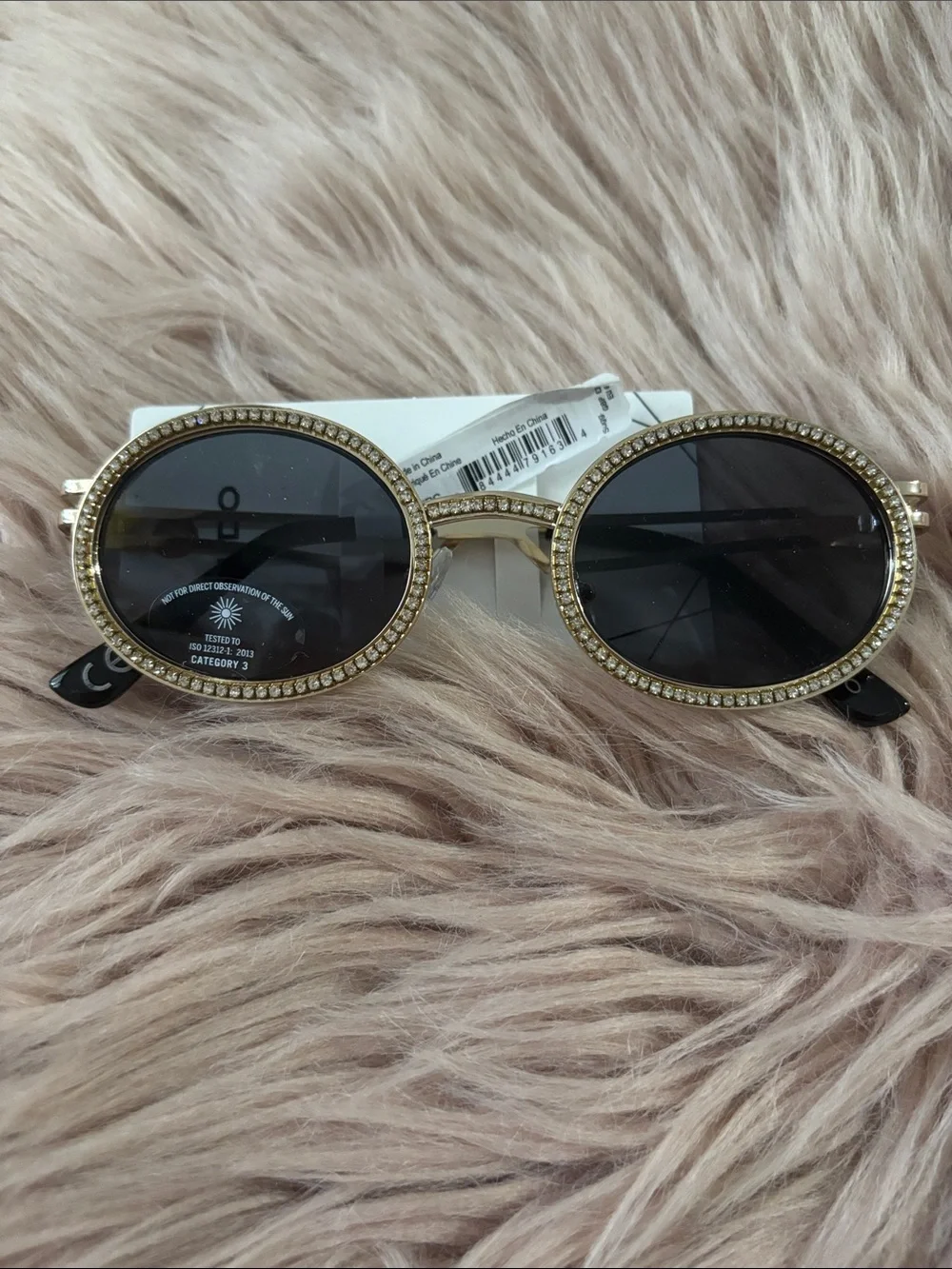 Aldo Gold Oval Sunglasses with Black Lenses